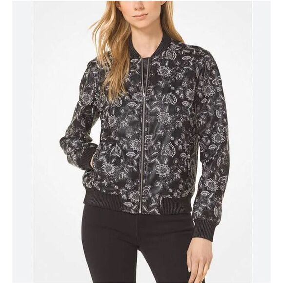 MICHAEL Michael Kors EmbroideredBomber Jacket faux leather size M